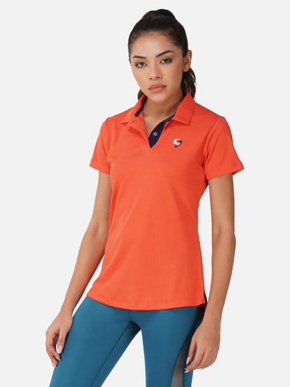 SG Regular Comfort Fit Polo T-Shirt For Womens & Girls, Sulphur Yellow, Red Paprika & Jet black | Ideal for Trail Running, Fitness & Training, Jogging, Gym Wear & Fashion Wear
