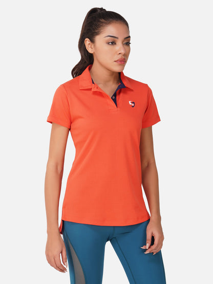 SG Regular Comfort Fit Polo T-Shirt For Womens & Girls, Sulphur Yellow, Red Paprika & Jet black | Ideal for Trail Running, Fitness & Training, Jogging, Gym Wear & Fashion Wear
