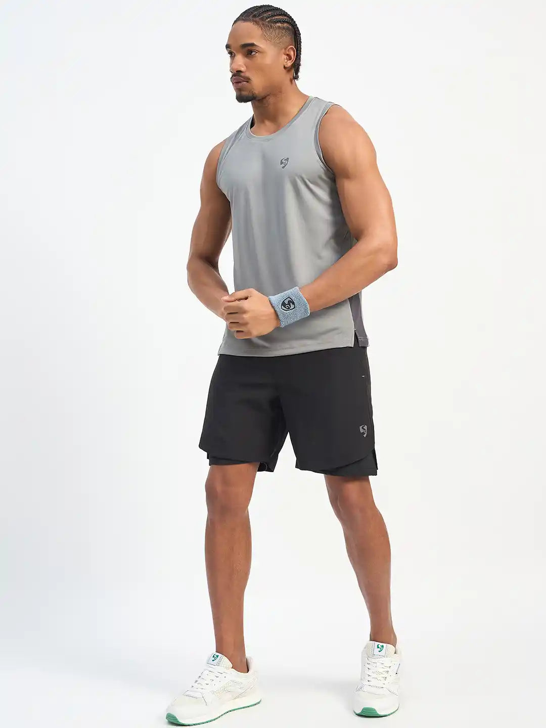 SG H1MV83602 Men Light Grey/ Dark Grey T-Vest
