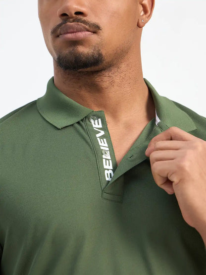 SG H1MP83801 Men Olive Polo T-Shirt