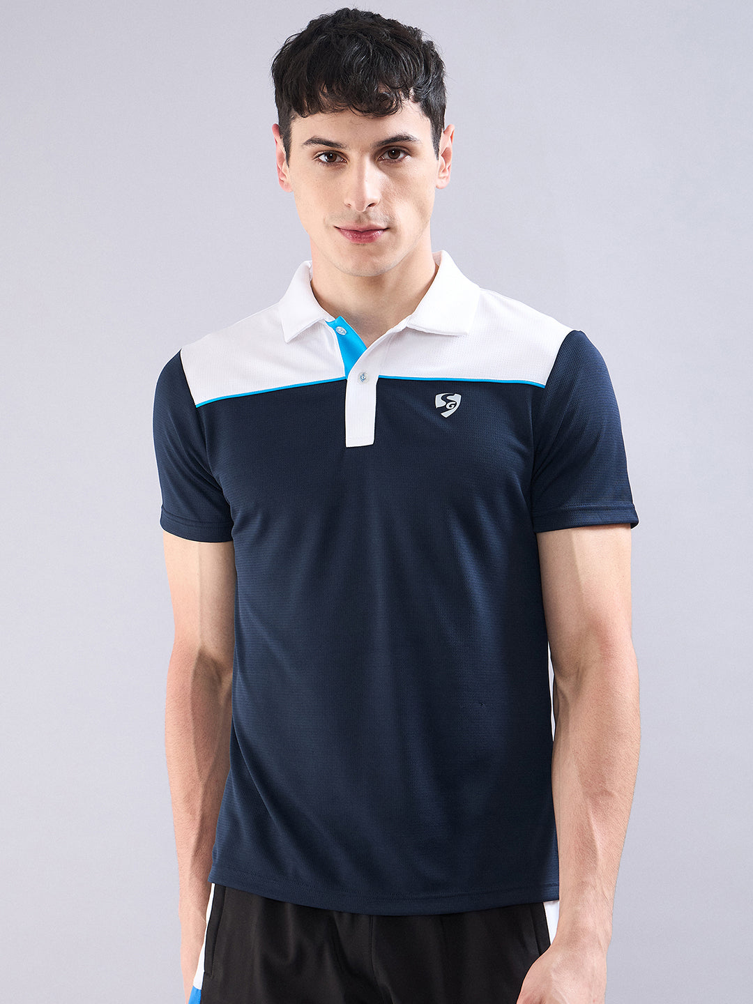 SG Men's Polo T-Shirt Navy/ White