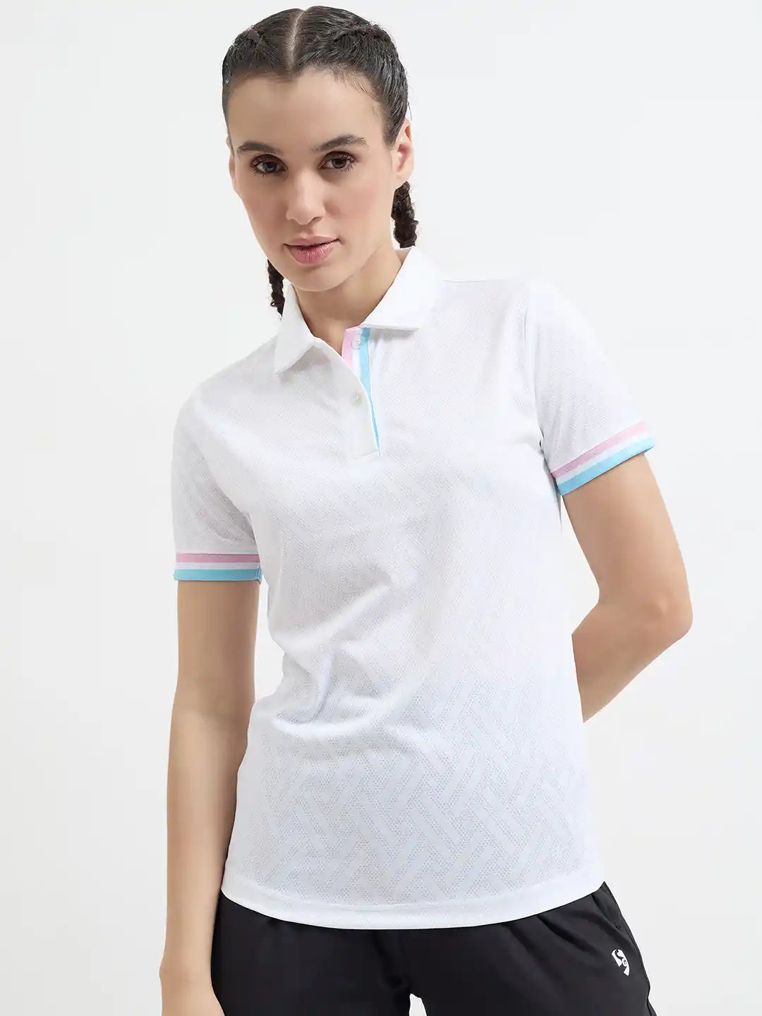 SG H1WP83221 Women White Polo T-Shirt