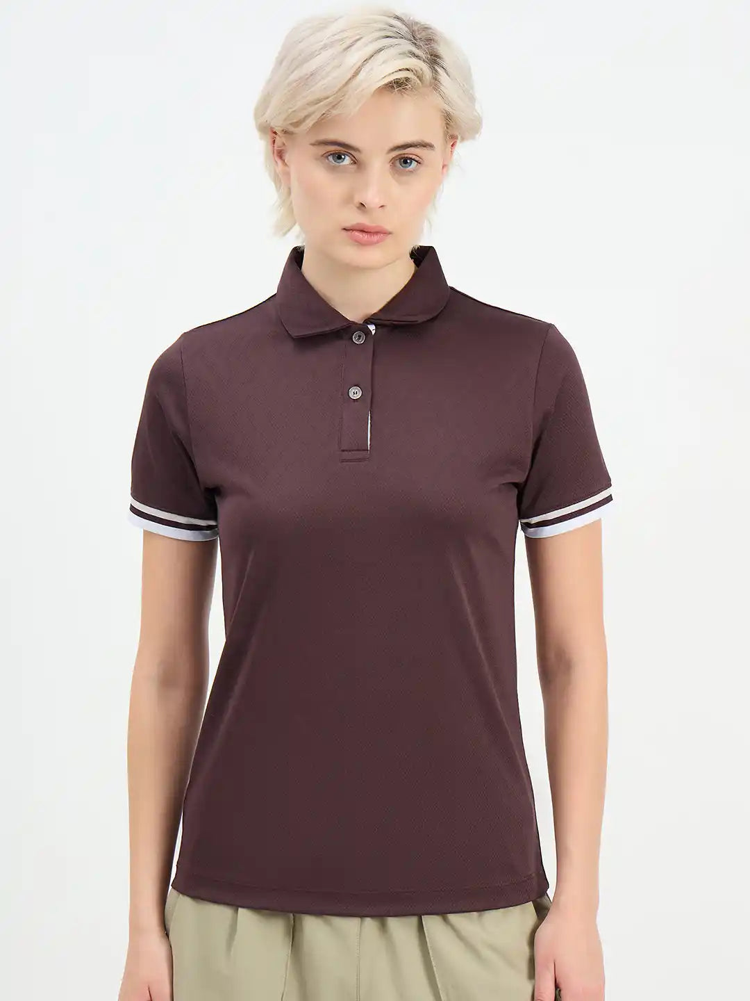 SG H1WP83222 Women Raisin Purple Polo T-Shirt