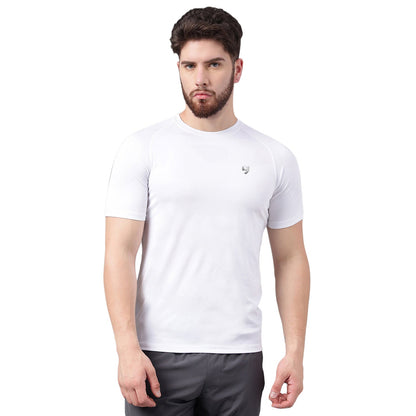SG Men's Round Neck White T-Shirt | Ideal for Trail Running, Fitness & Training, Jogging, Regular & Fashion Wear