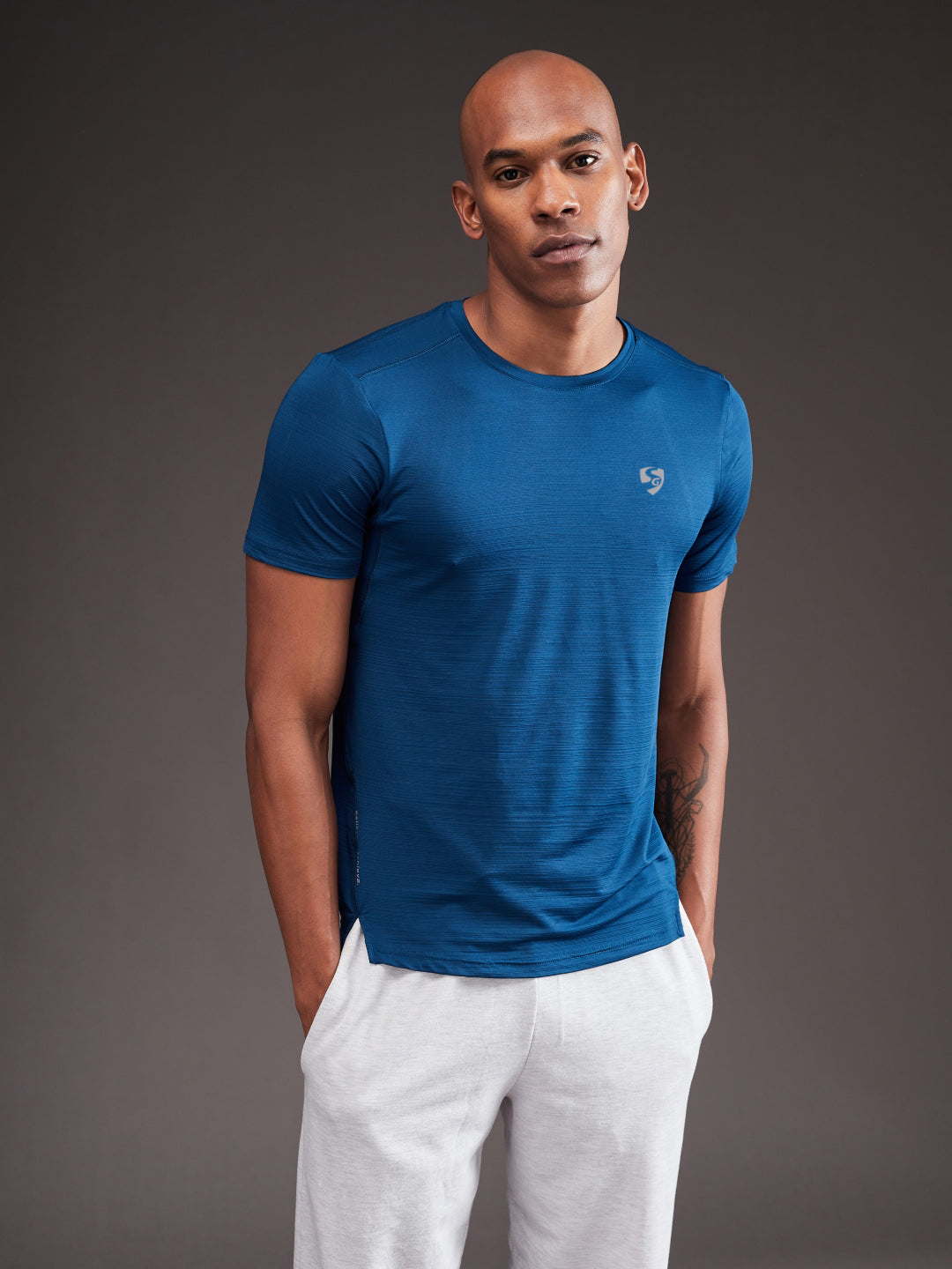 SG Men's Round Neck Teal T-Shirt | Ideal for Trail Running, Fitness & Training, Jogging, Regular & Fashion Wear