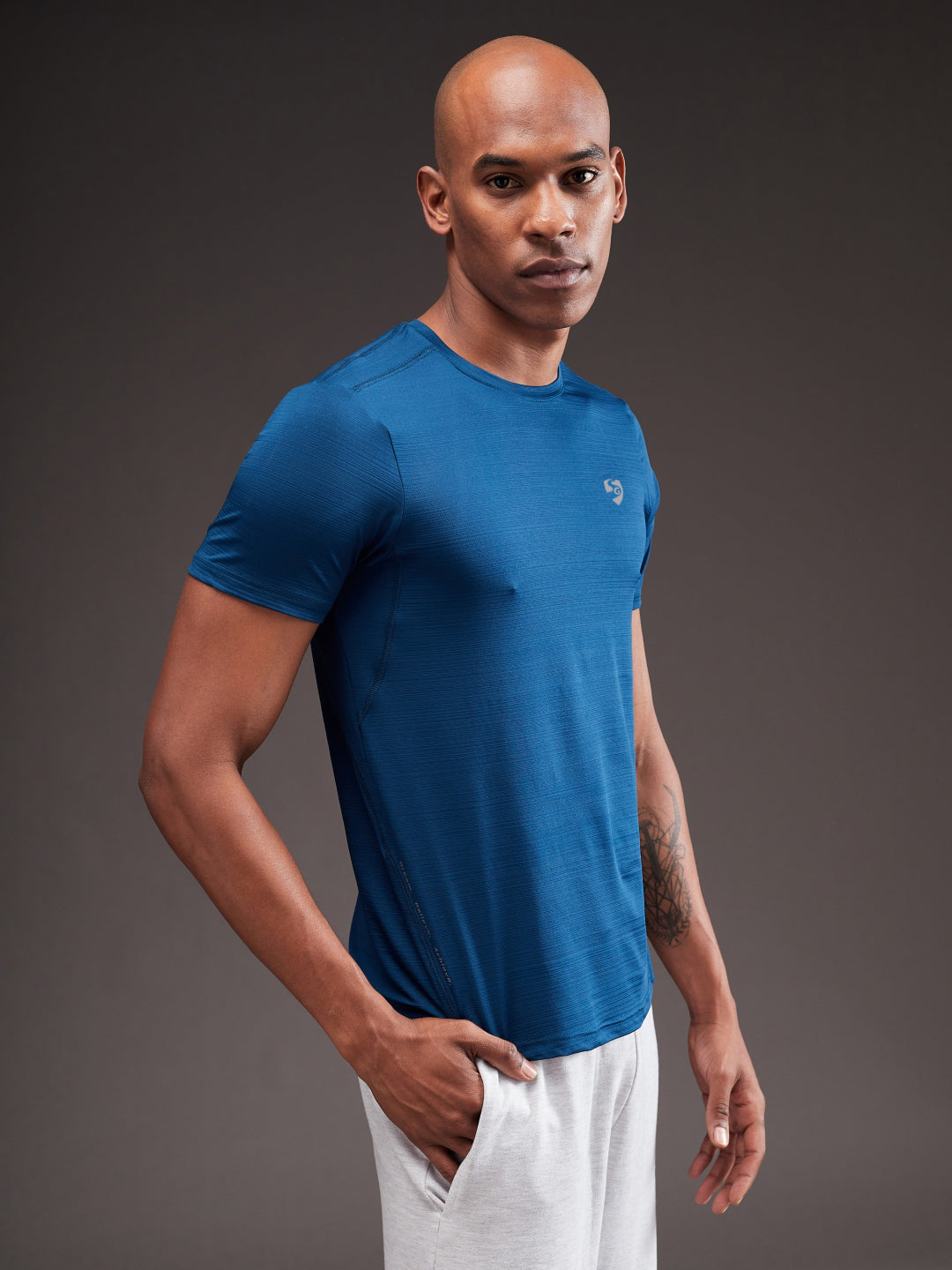 SG Men's Round Neck Teal T-Shirt | Ideal for Trail Running, Fitness & Training, Jogging, Regular & Fashion Wear