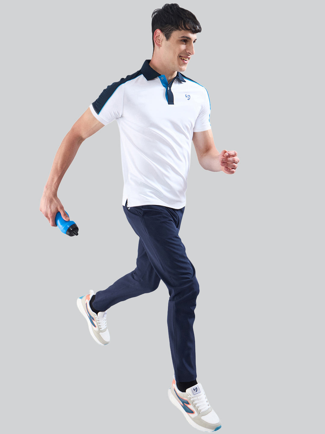 SG Men's Polo T-Shirt White/ Navy