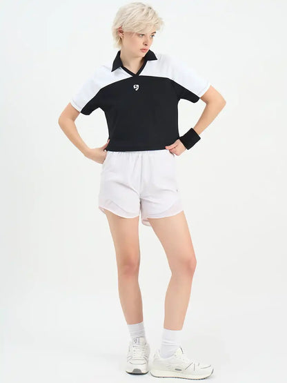 SG H1WP83231 Women Black/White Polo T-Shirt