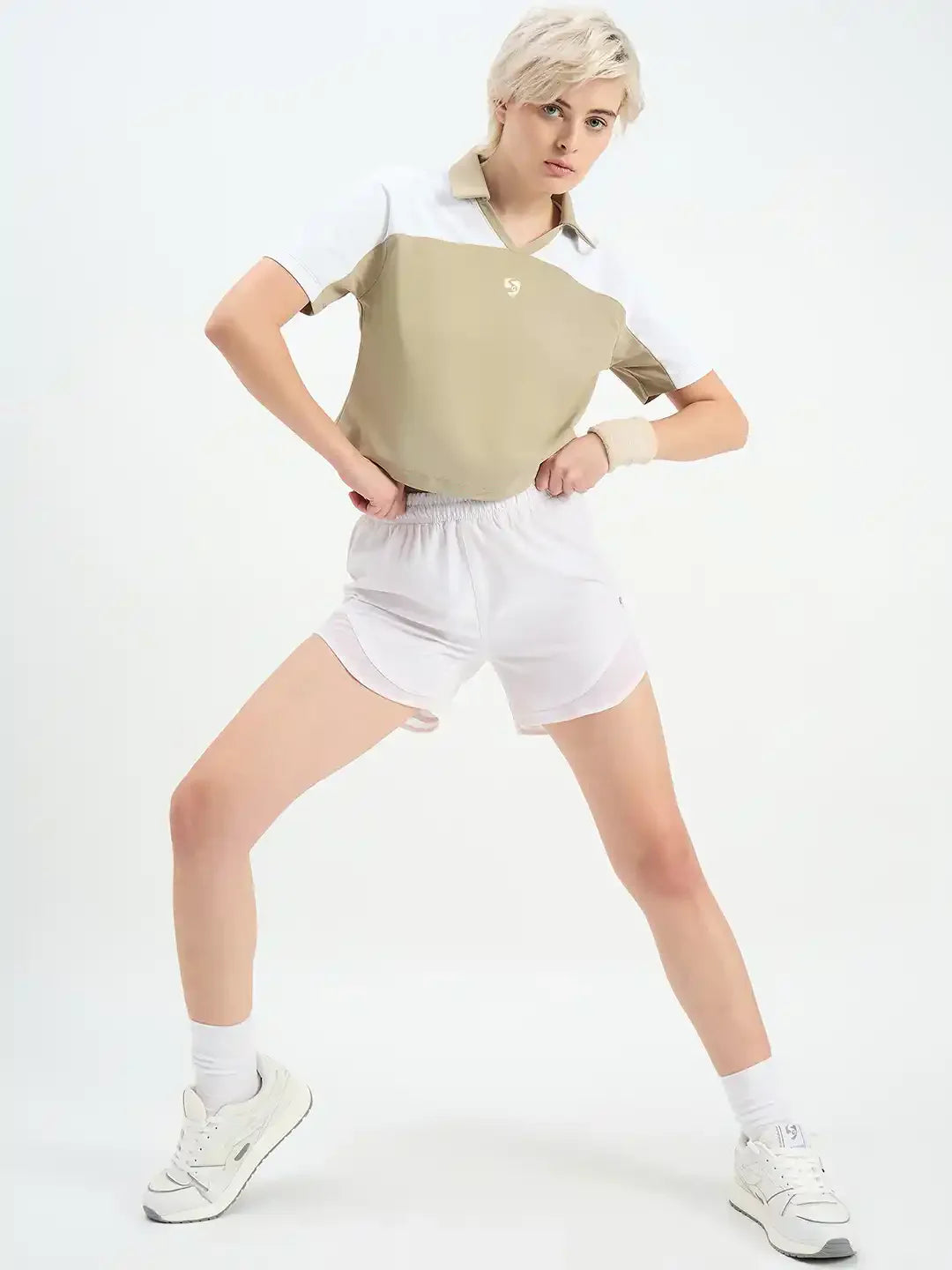SG H1WP83233 Women Cornstalk/White Polo T-Shirt