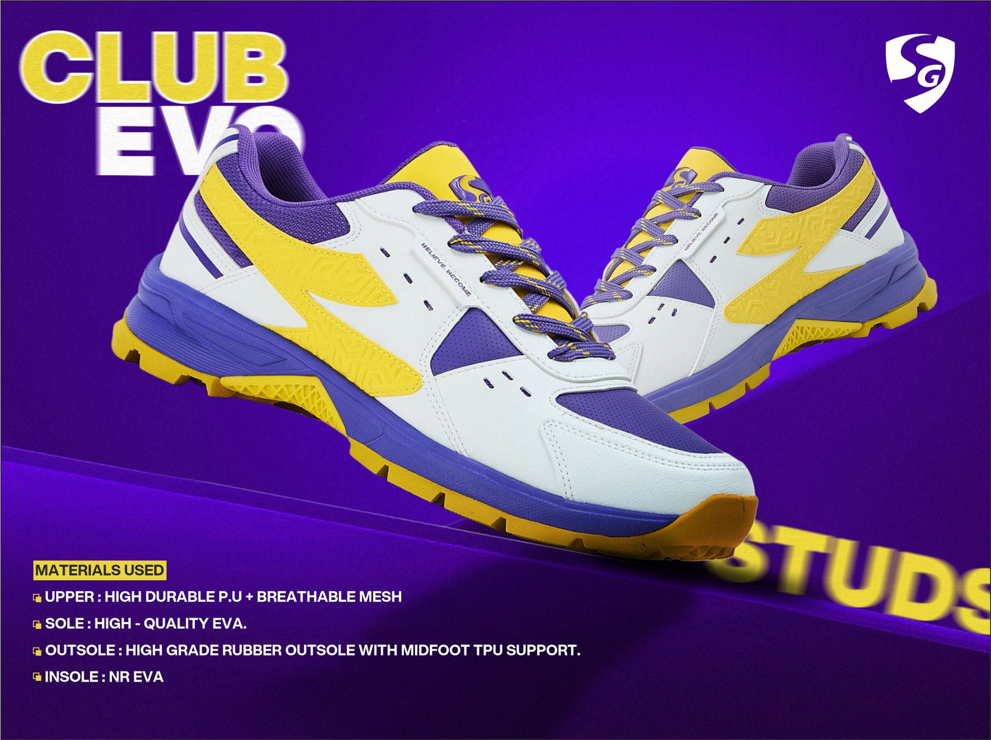 SG CLUB EVO Shoes White/Purple/Yellow