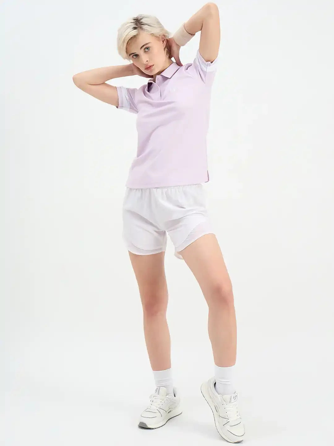SG H2WP83241 Women Lilac/White Polo T-Shirt