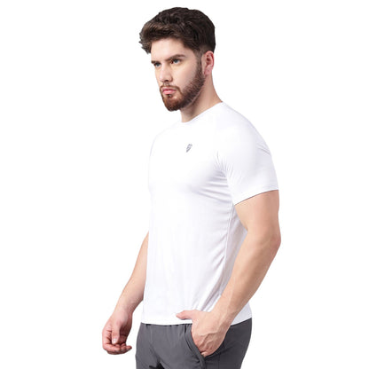 SG Men's Round Neck White T-Shirt | Ideal for Trail Running, Fitness & Training, Jogging, Regular & Fashion Wear