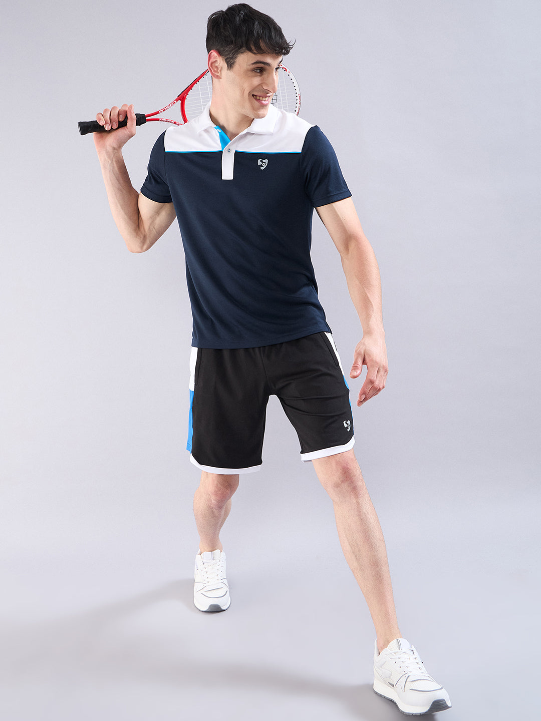 SG Men's Polo T-Shirt Navy/ White