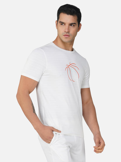SG Round Neck Regular Comfort Fit T-Shirt For Mens & Boys, Snow White & Deep Teal | Ideal for Trail Running, Fitness & Training, Jogging, Gym Wear & Fashion Wear