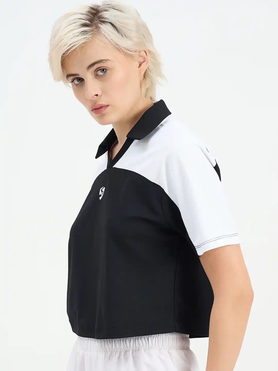 SG H1WP83231 Women Black/White Polo T-Shirt