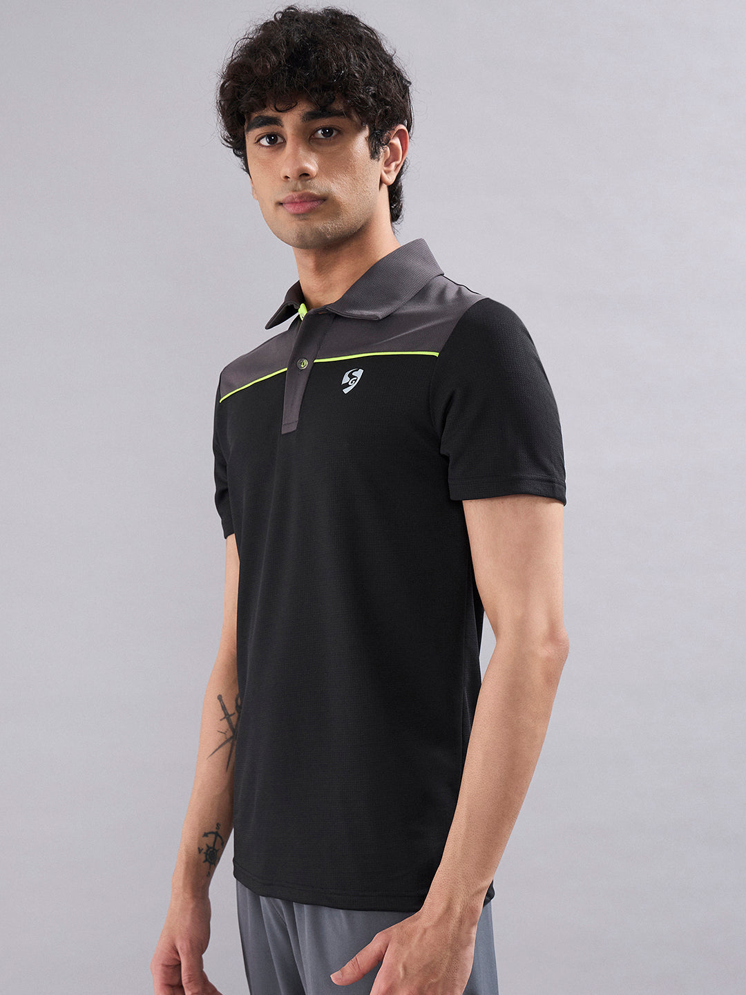 SG Men's Polo T-Shirt Black/ Graphite