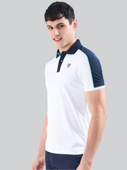 SG Men's Polo T-Shirt White/ Navy