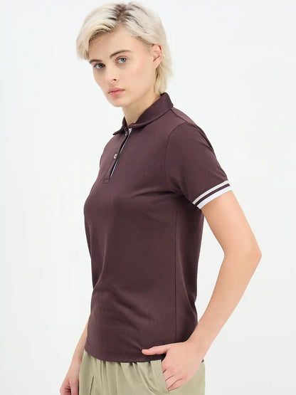 SG H1WP83222 Women Raisin Purple Polo T-Shirt