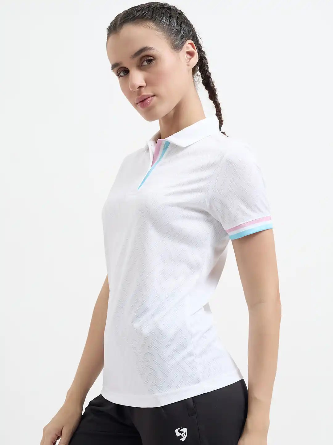 SG H1WP83221 Women White Polo T-Shirt