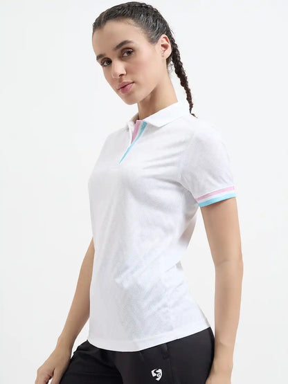 SG H1WP83221 Women White Polo T-Shirt
