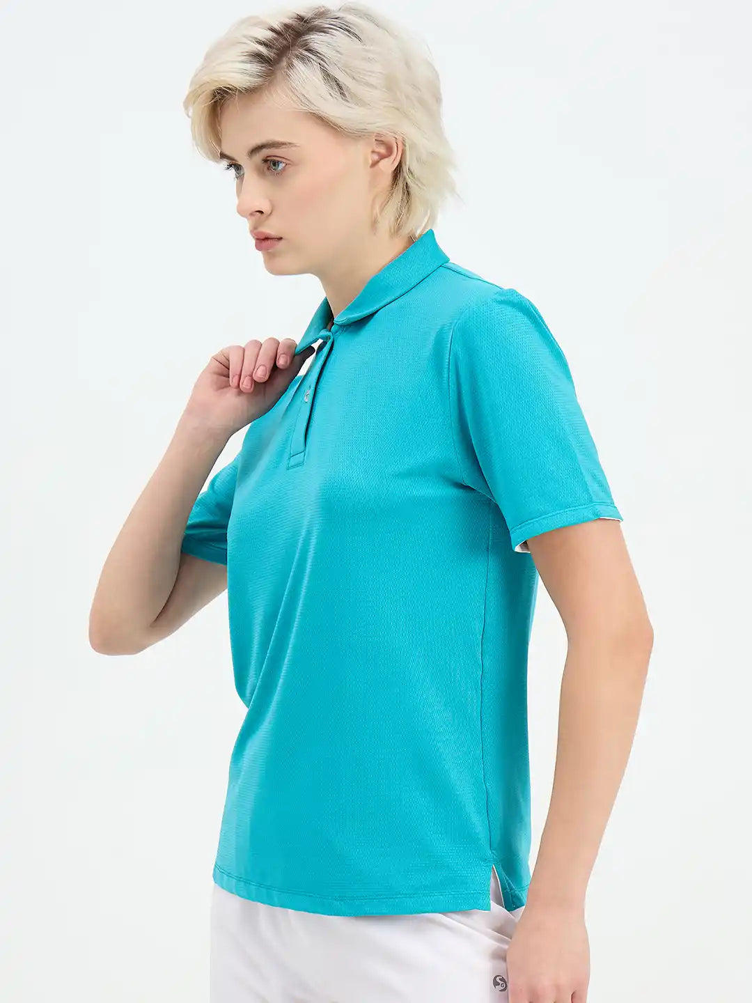 SG H1WP83192 Women Turquoise Polo T-Shirt