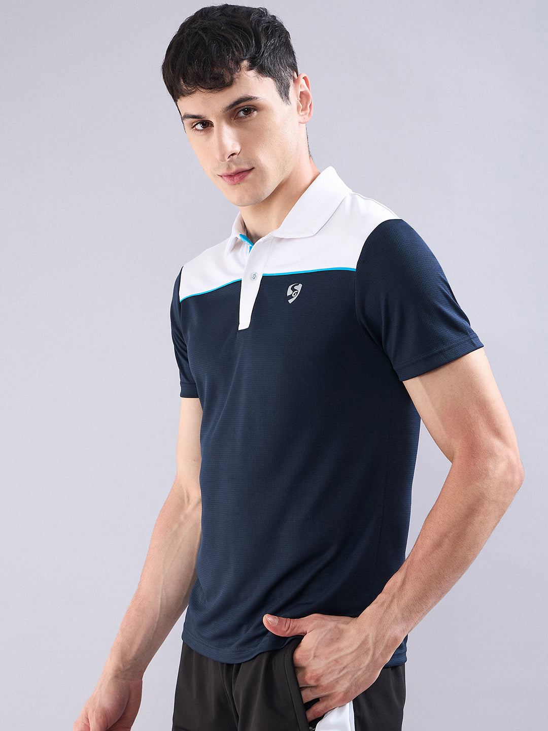 SG Men's Polo T-Shirt Navy/ White