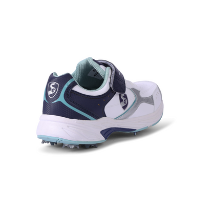 SG ARMOUR SPIKE Cricket Shoes (WHITE/NAVY/TEAL): Unlock Peak Performance with Biomechanically Engineered Design and Advanced Stability
