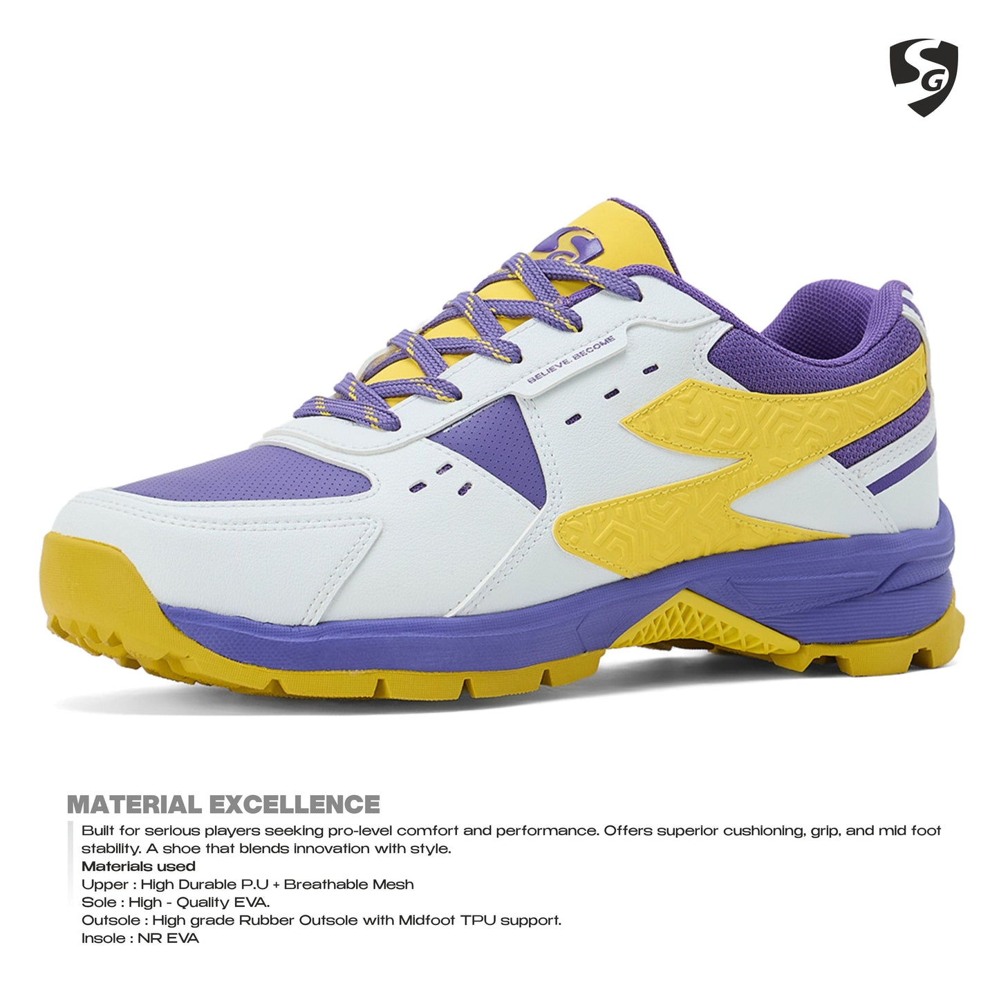 SG CLUB EVO Shoes White/Purple/Yellow
