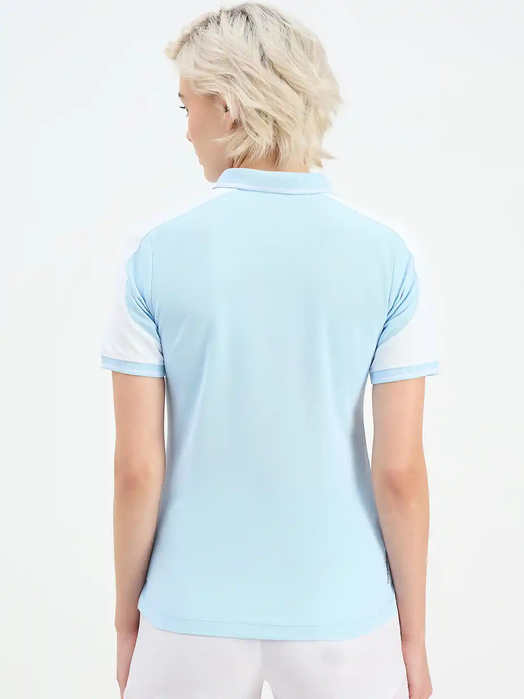 SG H2WP83242 Women Sky Blue/White Polo T-Shirt