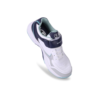 SG ARMOUR SPIKE Cricket Shoes (WHITE/NAVY/TEAL): Unlock Peak Performance with Biomechanically Engineered Design and Advanced Stability
