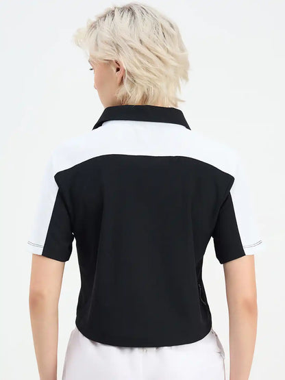 SG H1WP83231 Women Black/White Polo T-Shirt