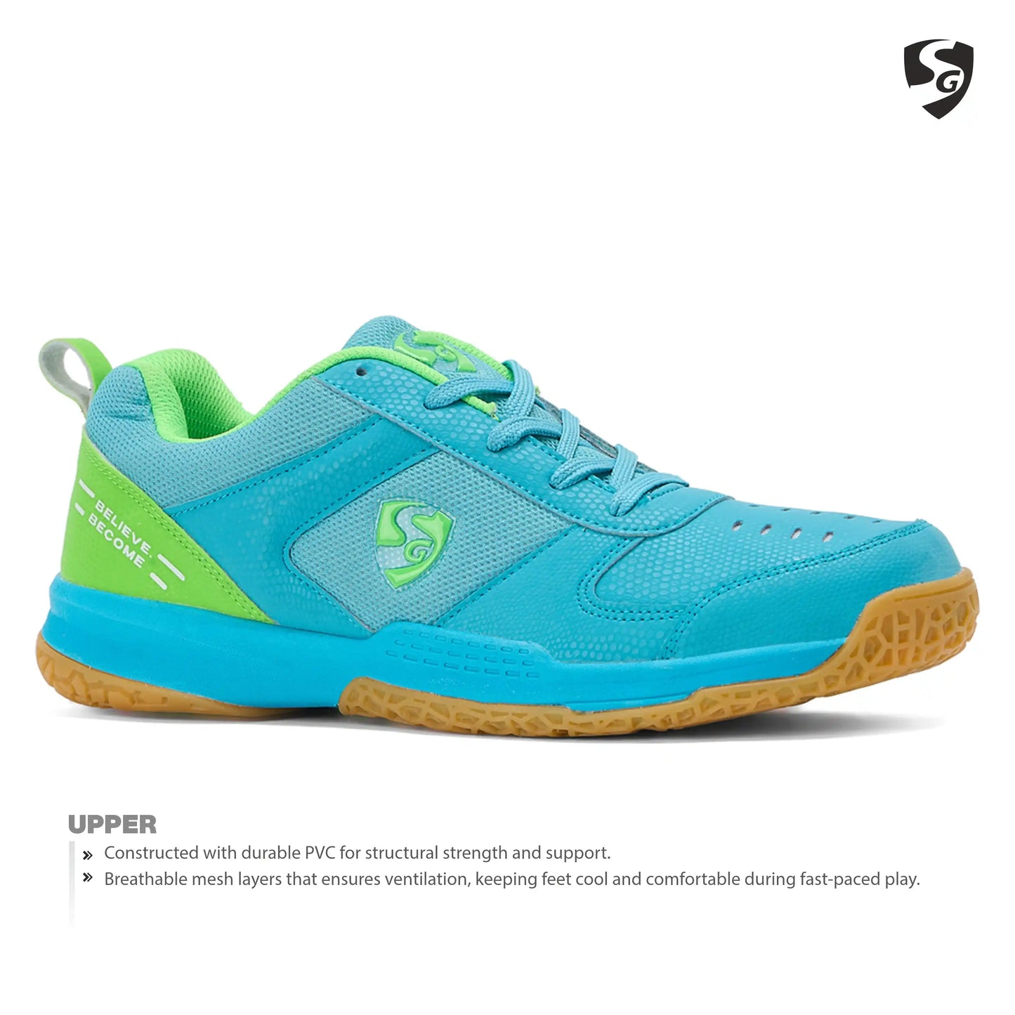 SG COURT PRO Shoes Aqua/Lime Green
