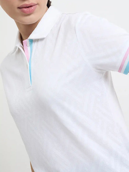 SG H1WP83221 Women White Polo T-Shirt