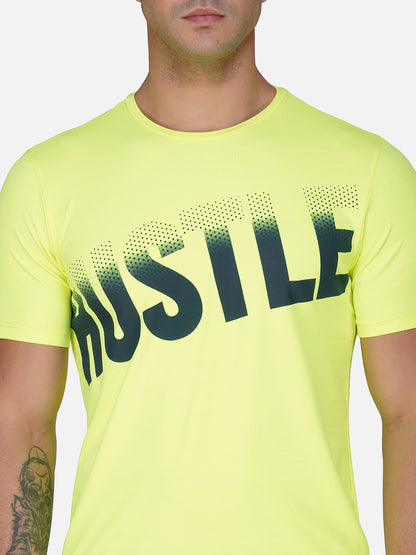 SG Round Neck Regular Comfort Fit T-Shirt For Mens & Boys, Fluro Yellow & Deep Black | Ideal for Trail Running, Fitness & Training, Jogging, Gym Wear & Fashion Wear