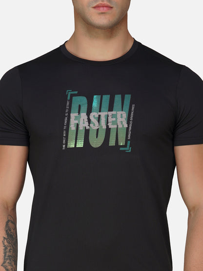 SG Round Neck Regular Comfort Fit T-Shirt For Mens & Boys, Carbon Black & Deep Teal | Ideal for Trail Running, Fitness & Training, Jogging, Gym Wear & Fashion Wear