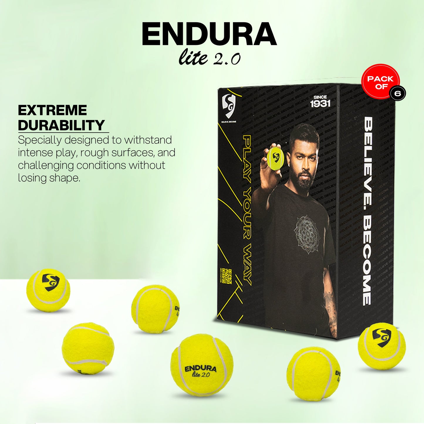 SG Endura Lite 2.0 Tennis Ball(Pack of 6)