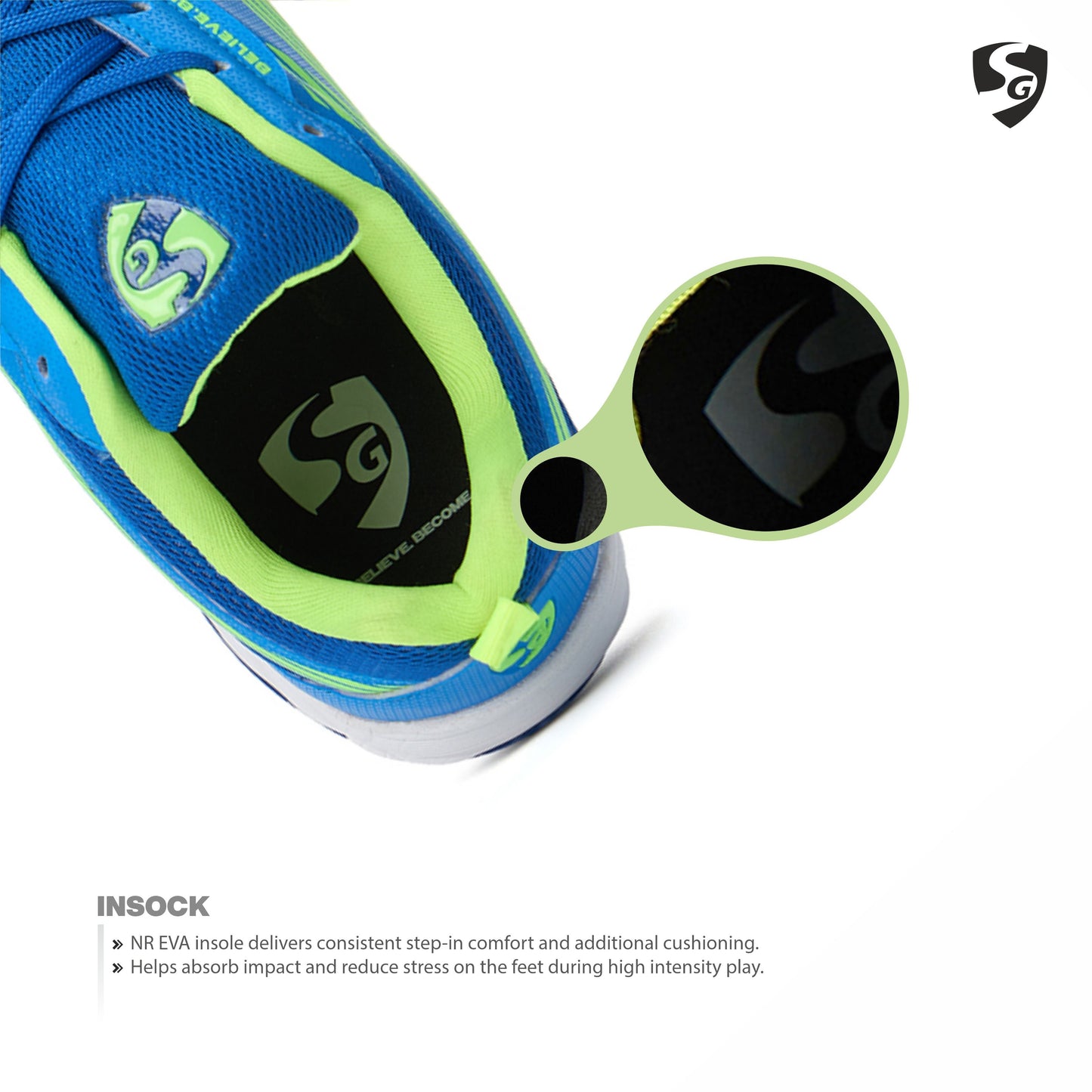SG EASE Shoes Electric Blue/Lime Green
