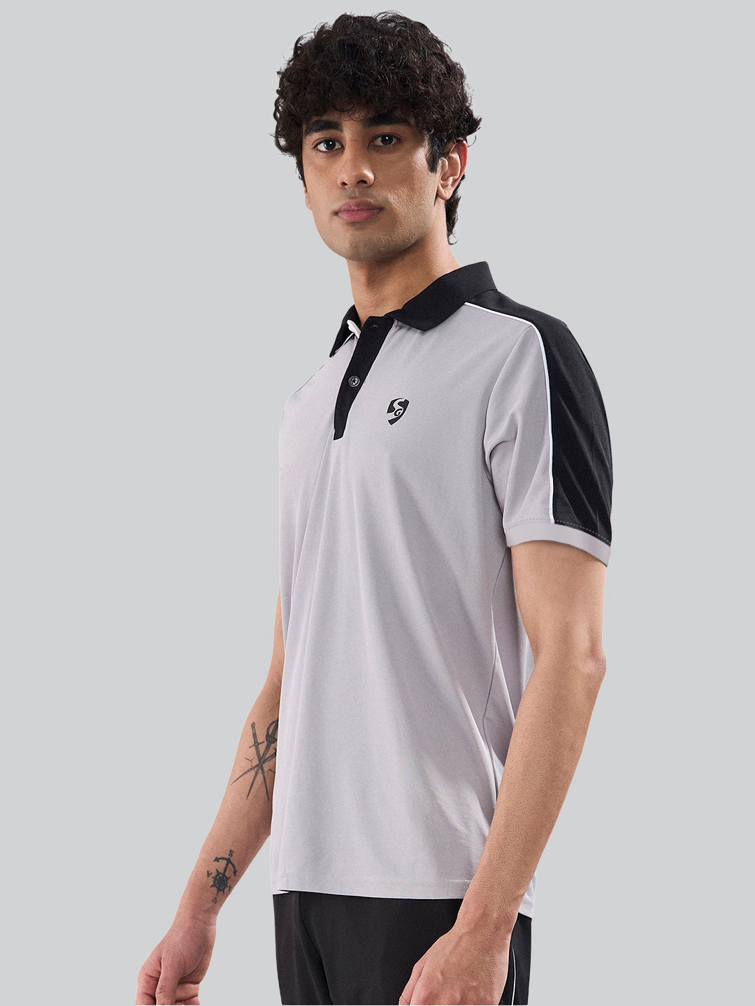 SG Men's Polo T-Shirt Ash/ Black