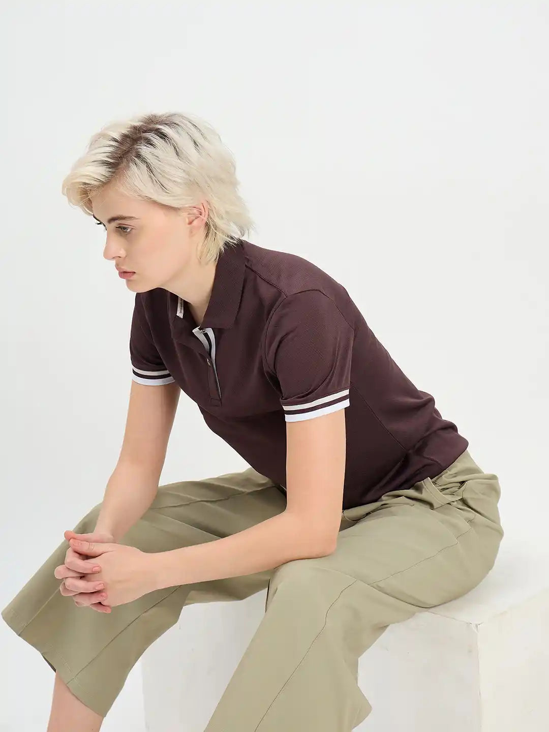 SG H1WP83222 Women Raisin Purple Polo T-Shirt