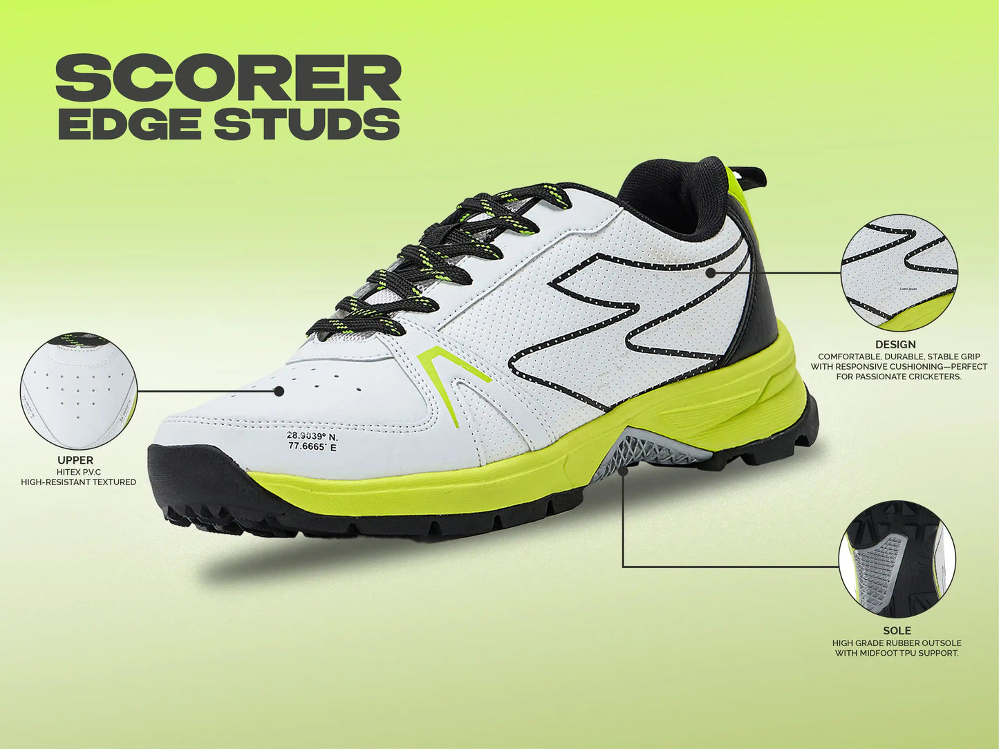 SG SCORER EDGE Shoes White/Volt green