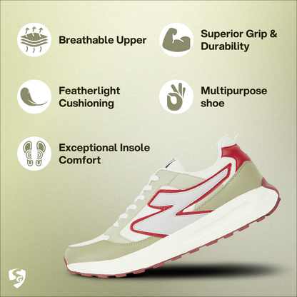 SG CREST Lifestyle Shoes - Red/White/Beige