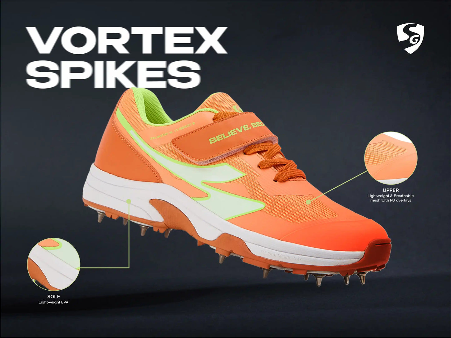 SG Vortex Spikes Shoes Bright Orange