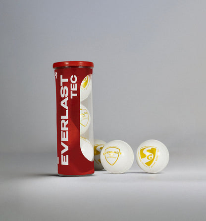 SG Everlast Tec Synthetic Cricket Ball (White) (Pack of 3)