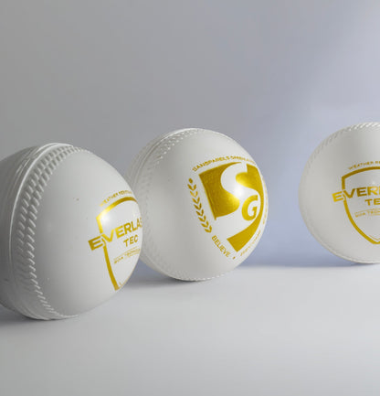SG Everlast Tec Synthetic Cricket Ball (White) (Pack of 3)