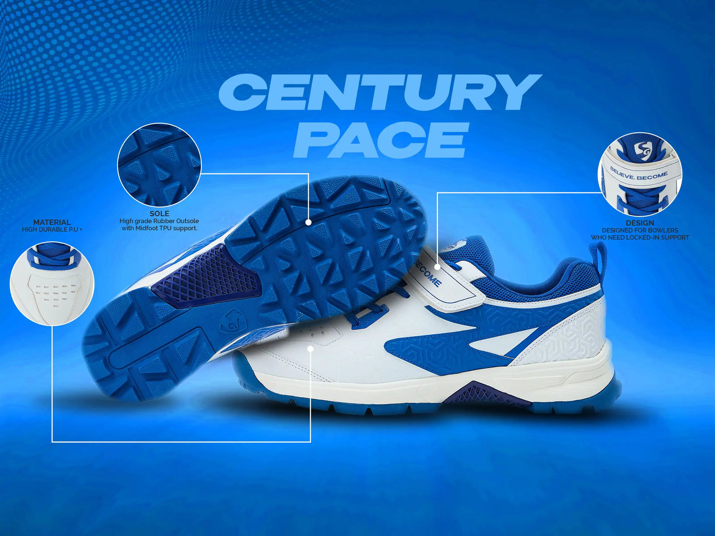 SG CENTURY PACE Shoes White/India Blue